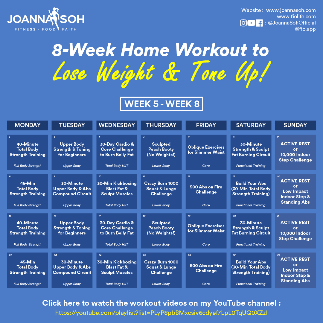 8-Week Home Workout Plan to Lose Weight & Tone Up